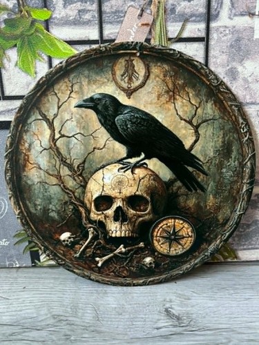 Gothic raven skull aluminium - skull,