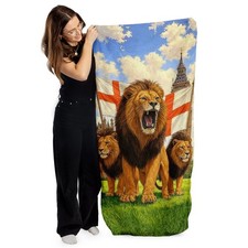 England - 3 Lions London - Football - Beach Towel