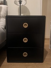 X2 Black Bedside Tables Home Furniture with 3 Drawers Bedroom Storage