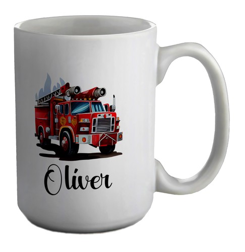 Personalised fire engine - fire, mug
