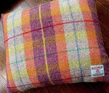 Harris Tweed Rectangular Cushion cover Orange Aubergine Grey Rust Cotton Velvet