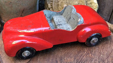 Vintage 1930/40's Scratch built wooden toy sports car model folk art shed work