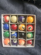 Collection of Mini Billiard Balls In Box Used Good Condition