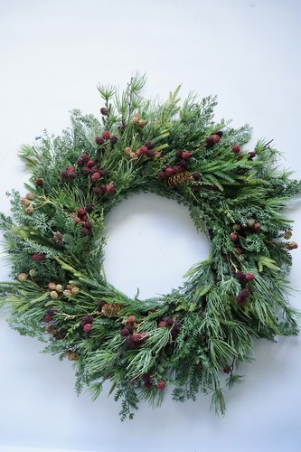 Artificial pine wreath with - artificial,