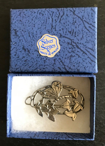 Silver scenes brooch with - silver,