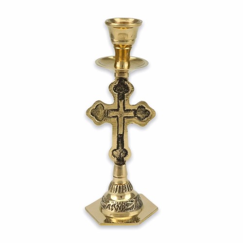 Cross shape brass candle - brass,