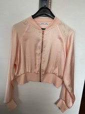Zara Silky Bomber Jacket in Peach - size M with Rose Gold coloured exposed