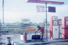 35mm Slide - Esso Pumps At Petrol Station, Ugands, 1965
