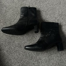 BHS Women’s Black Leather Heeled Ankle Boots - UK Size 6 Lightly Used