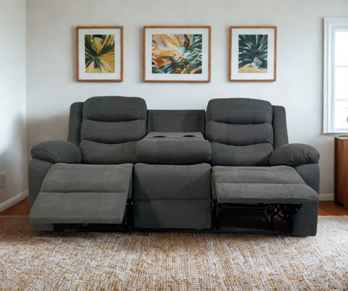 Grey chenille manual recliner - grey,