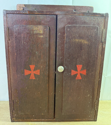 Vintage wooden first aid - vintage,
