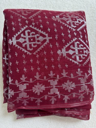 Maroon with silver zari - zari, pure