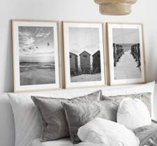 Set of 3 Black and White Beach
