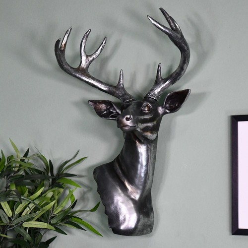 Large silver stag - large, wall