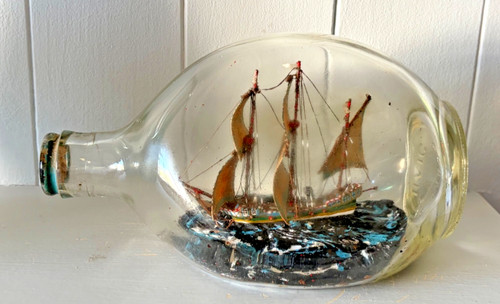 Vintage ship bottle hand - bottle-,