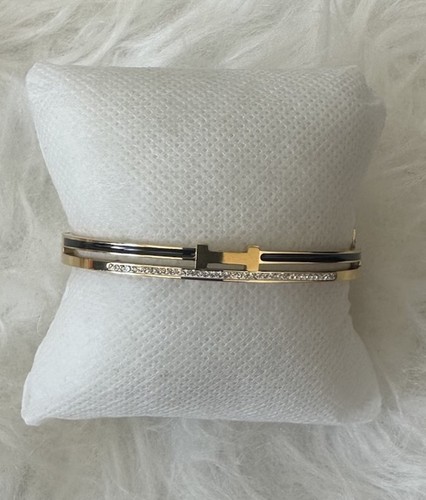 Gold tone crystal bangle - tone,