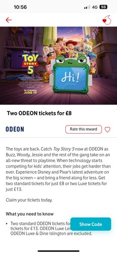 Odeon cinema tickets discount - odeon,