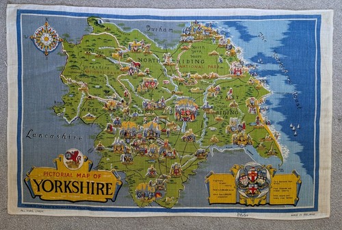 Vintage linen tea towel - vintage,