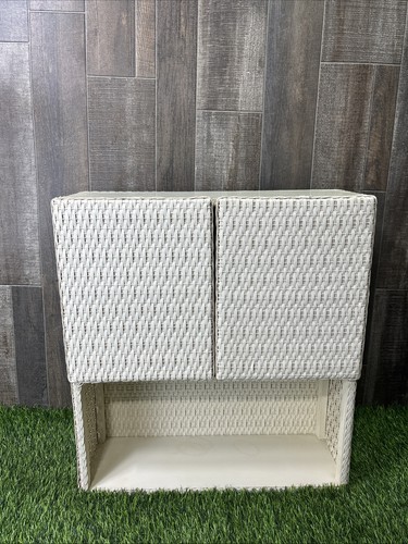Vintage white wicker cabinet - vintage,