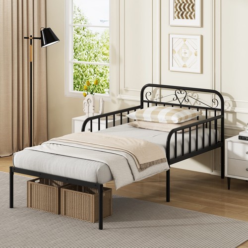 Black metal daybed with pull - black,