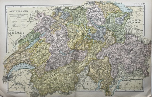 1902 switzerland antique map - 1902,