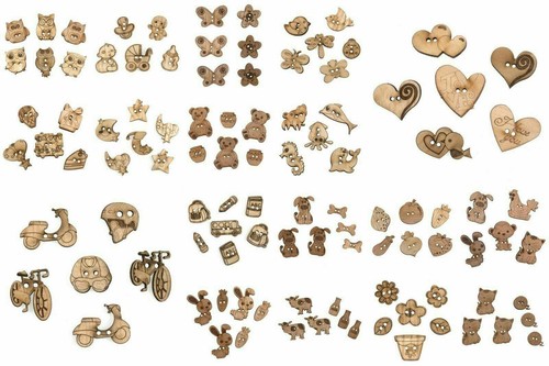 Novelty wooden craft buttons - craft,