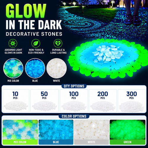 Glow the dark pebbles - dark,