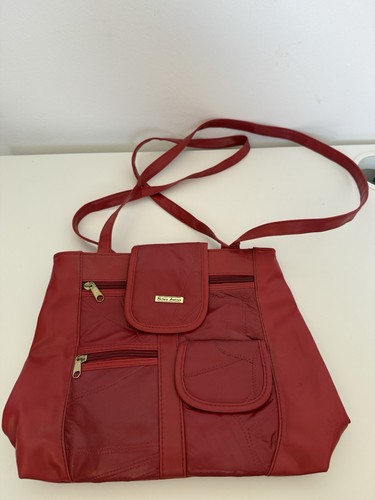 Red handbag shoulder - red, with