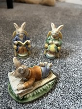 Enesco Bunny Figurines Including Peter Rabbit Reading A Book