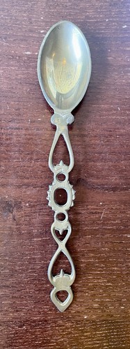 Vintage brass welsh love spoon - love,
