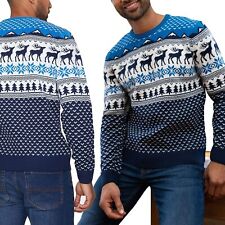 Mens Christmas Jumpers Xmas Festive Knitted Knitwear Sweater Reindeer Fairisle