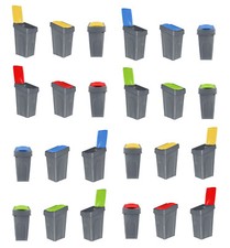 50L Plastic Recycling Bin Rubbish Dustbin Kitchen Garden Recycle Waste Bin W Lid