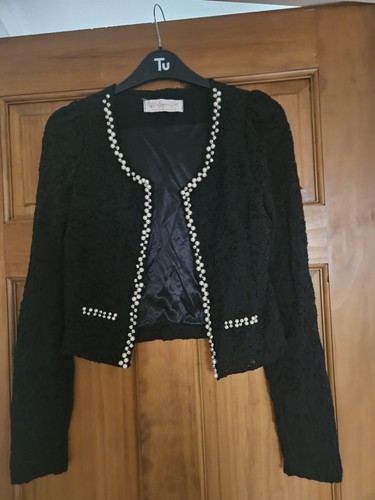 Ladies black lace jacket - black,