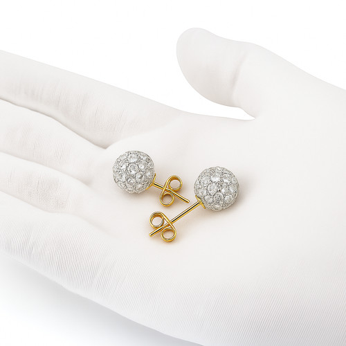 9ct gold stud earrings - gold, crystal