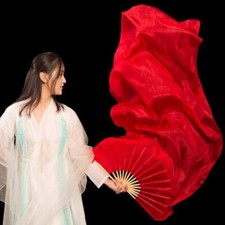 Women's Long Silk Fan Red