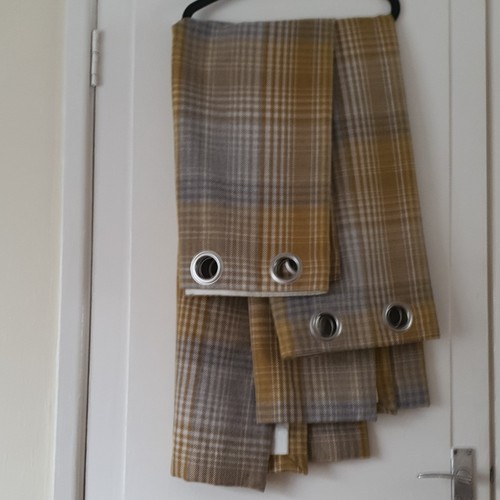 Dunelm mustard grey check - mustard/grey,