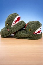 Kids Dinosaur Green Slippers