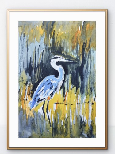 Heron painting original - painting,