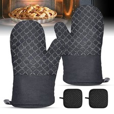 1 Pair Oven Gloves Kitchen Cooking Pot Holder Thick Heat Resistant Mitt Mitten