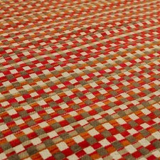 Red Orange Brown Polka Square Design Chenille Upholstery Curtains Cushion Fabric
