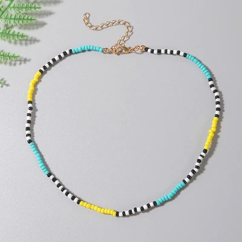 Beaded colorful pearl choker - colorful,