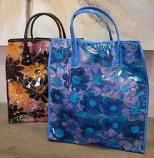 Vtg Clear Plastic Floral Totes