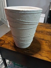 White And Silver Clay Concrete Pot