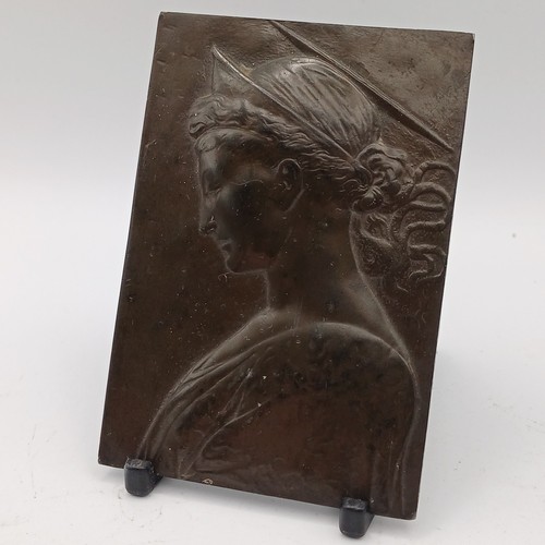 Bronze miniature plaque lady - bronze,
