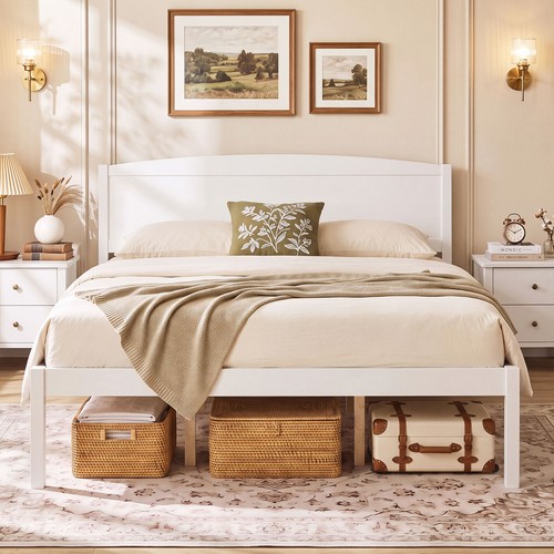 Queen size wooden platform bed - wooden,