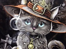 Etched and coloured image on