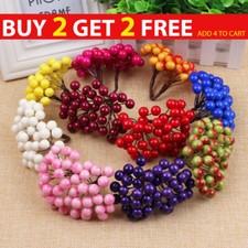 40 Mini Christmas Cherry Fruit Artificial Holly Berry Flower Home Decor Wedding