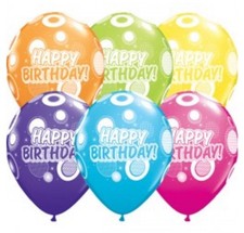Qualatex 11” Round Birthday Dots & Glitz Assorted Latex Balloons (25 Pack) 