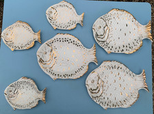 Vintage Italian fish plates 50s 60s display bathroom beach hut seaside marine