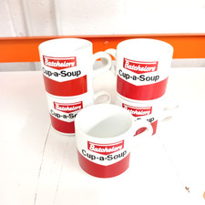 VINTAGE BATCHELORS CUP A SOUP MUGS RETRO RED AND WHITE X5